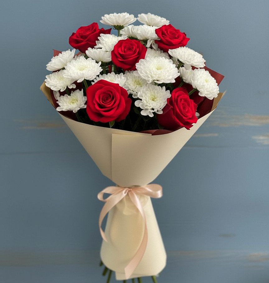 Букет цветов из: Розы и Хризантемы в Зимней Ставке