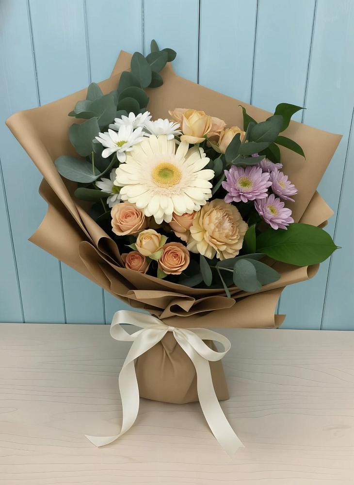 Букет цветов из: Герберы и Хризантемы в Зимней Ставке