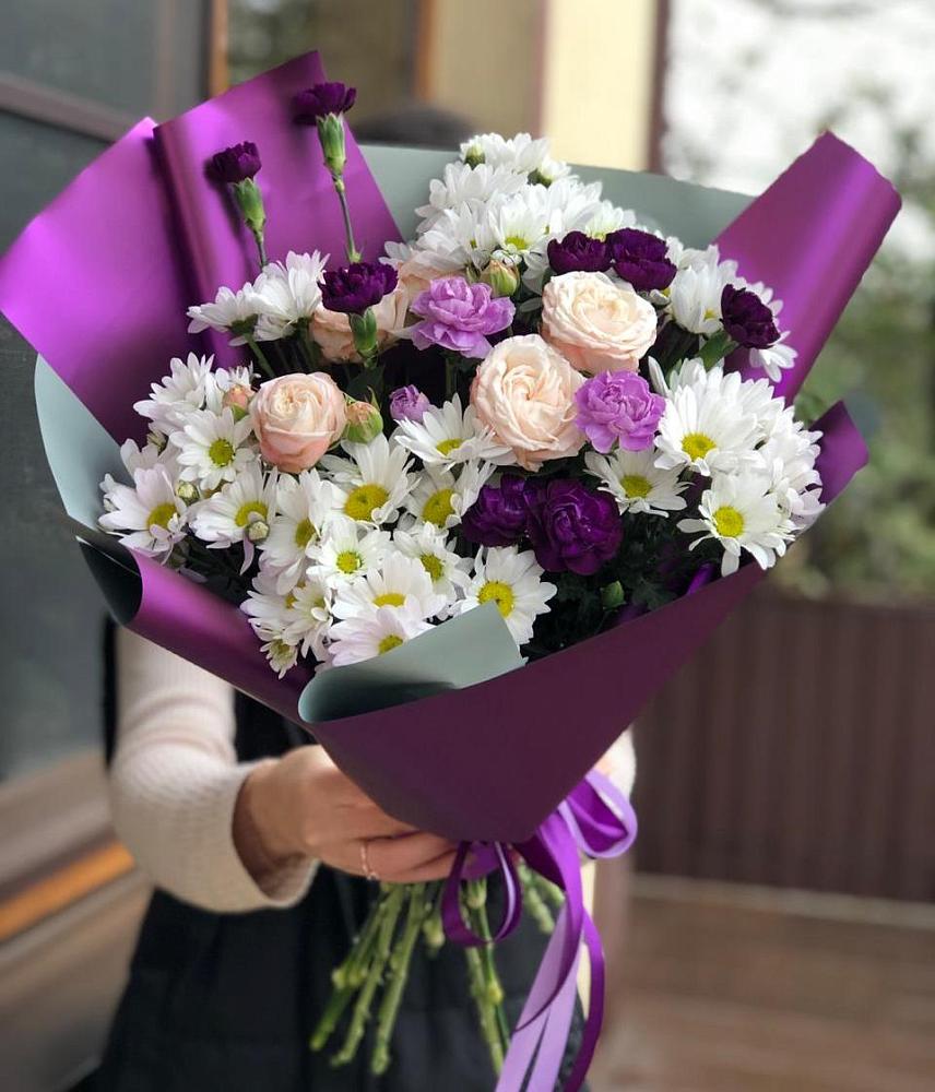 Букет цветов из: Хризантемы, Гвоздики и Розы в Зимней Ставке