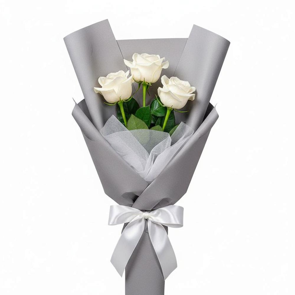 Букет 3 белые розы в Зимней Ставке