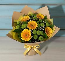 Букет цветов из:  Герберы и Хризантемы в Зимней Ставке