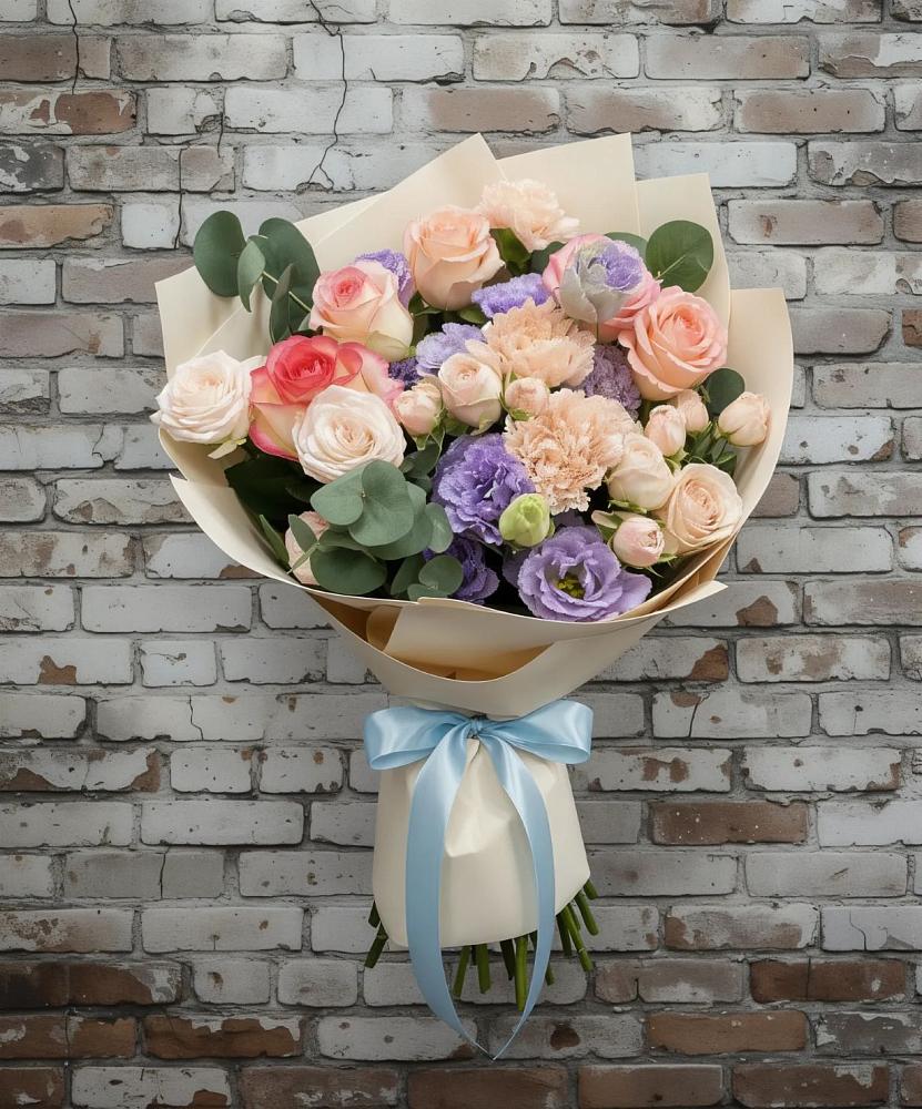 Букет цветов из: Розы, Лизиантусы и Гвоздики в Зимней Ставке