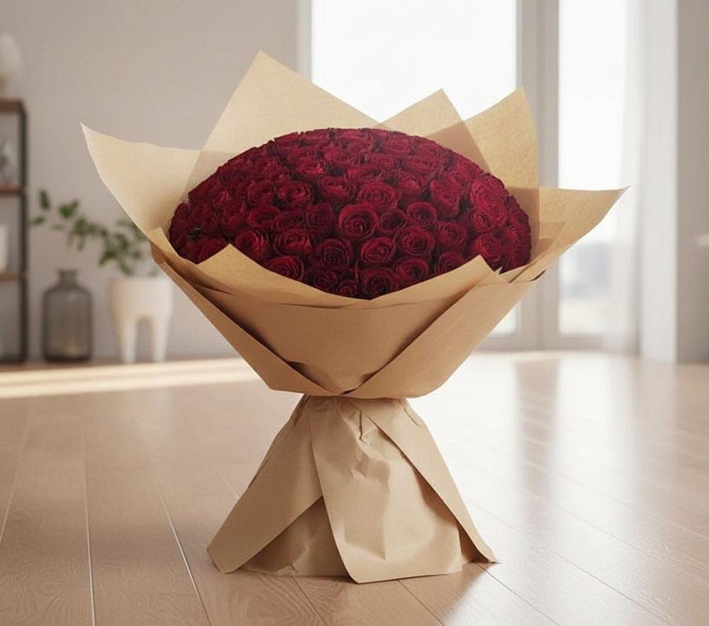 Букет 101 Красная роза в Зимней Ставке