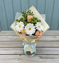 Букет цветов из:  Герберы, Розы и Хризантемы в Зимней Ставке