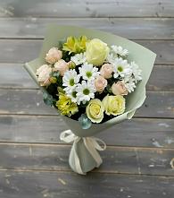 Букет цветов из:  Альстромерии, Розы и Хризантемы в Зимней Ставке